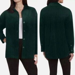 Matty M Ladies' Corduroy Shirt Jacket - Emerald - medium